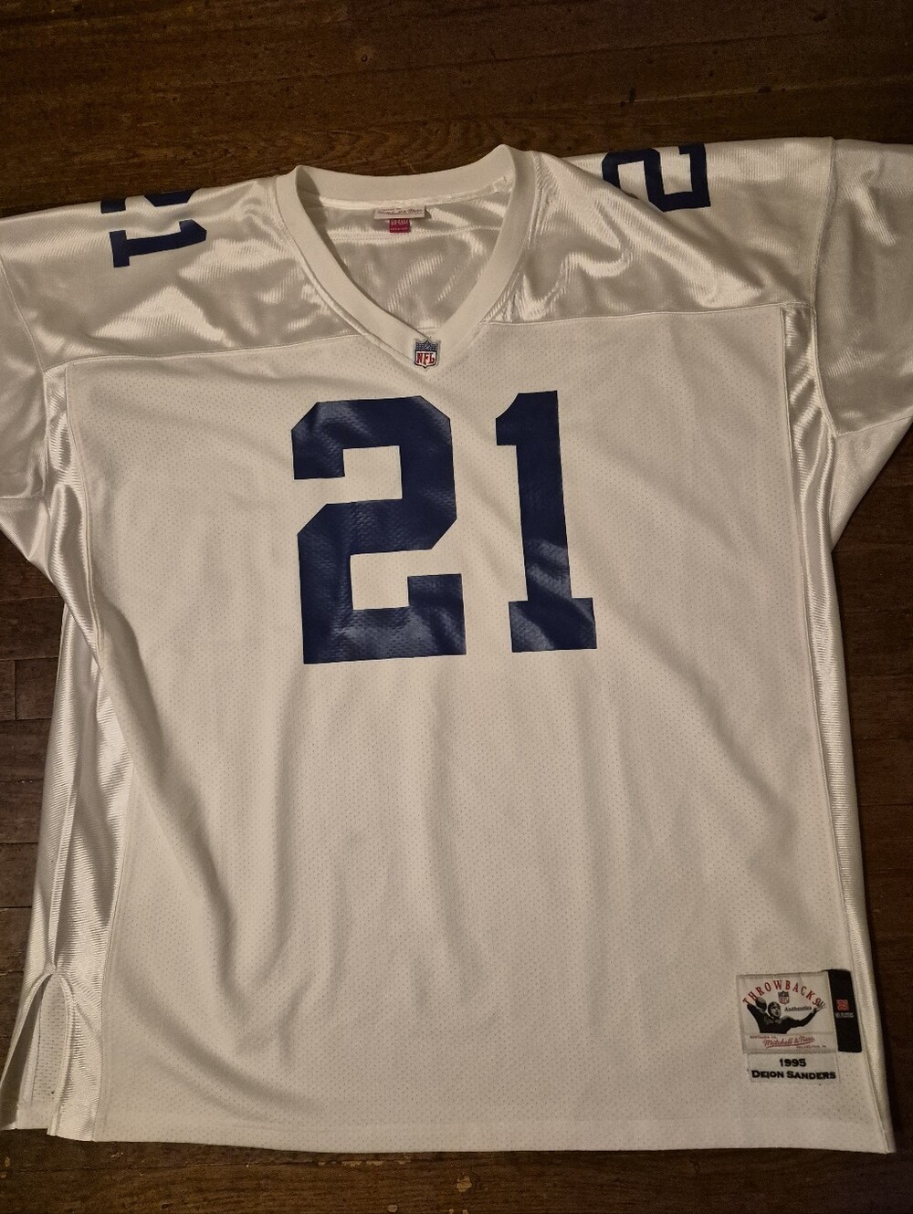 Dallas Cowboys Deion Sanders Mens Mitchell & Ness White Blue Sz 60 Or 4XL Jersey